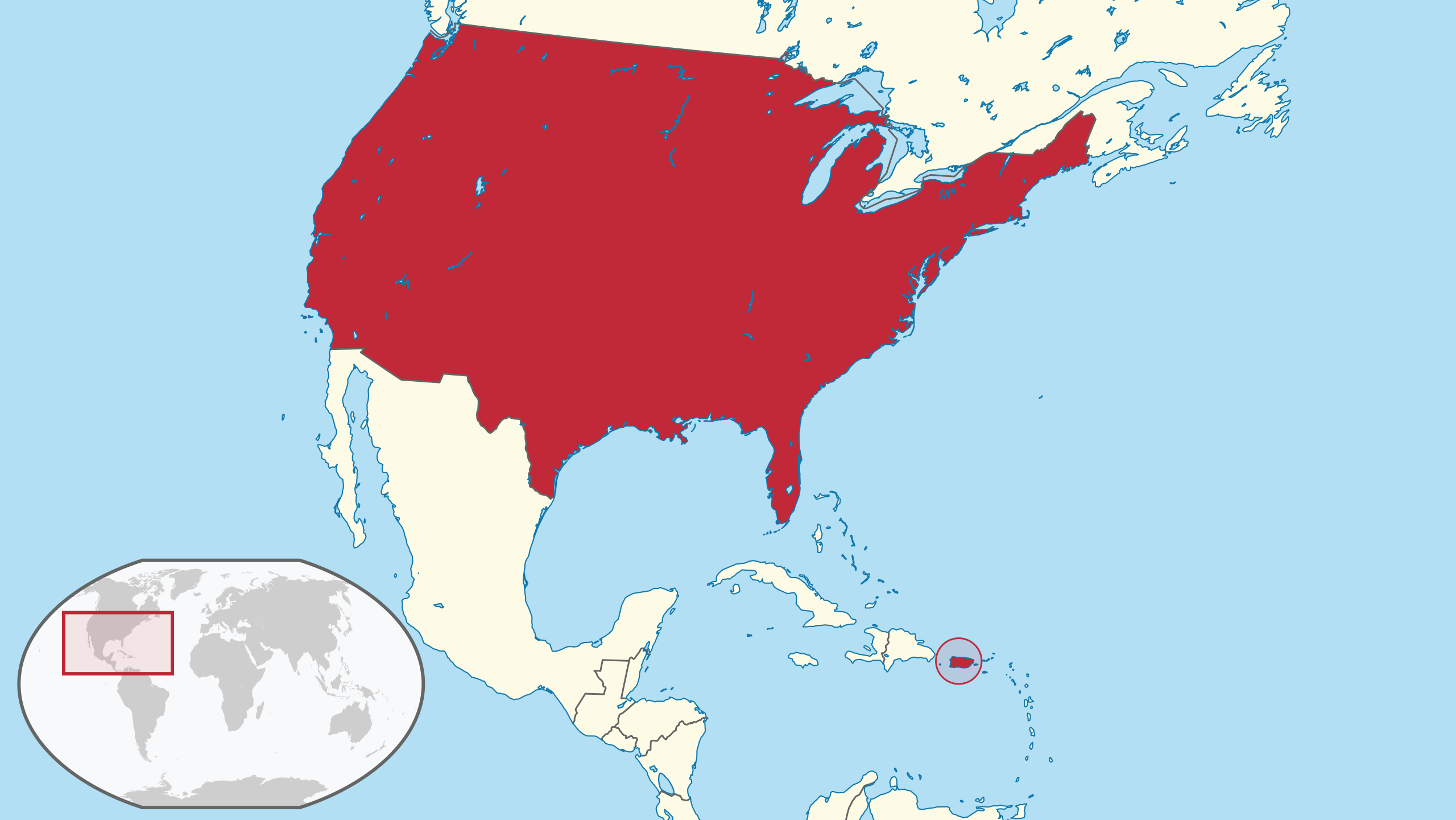 File:united States In Its Region (Lower 50 And Puerto Rico Special in Map Of Puerto Rico In Relation To Usa