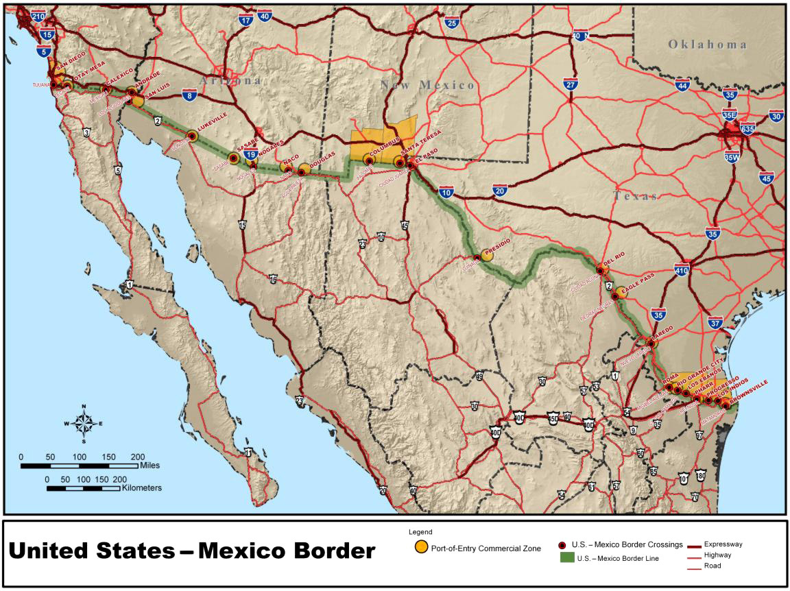 File:united States–Mexico Border Map - Wikimedia Commons regarding Map Of Usa And Mexico Border