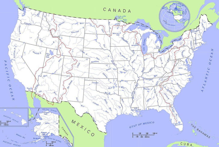 Map of USA Rivers and States