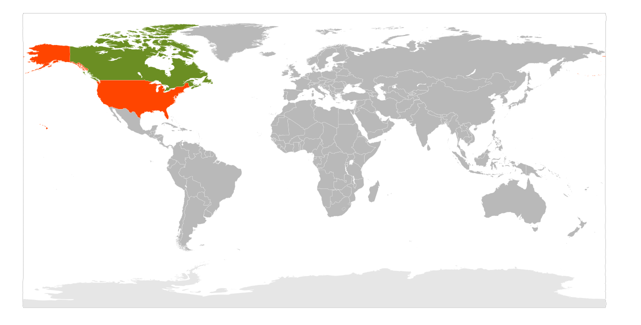 File:usa And Canada On World Map.svg - Wikimedia Commons inside World Map of Canada and USA