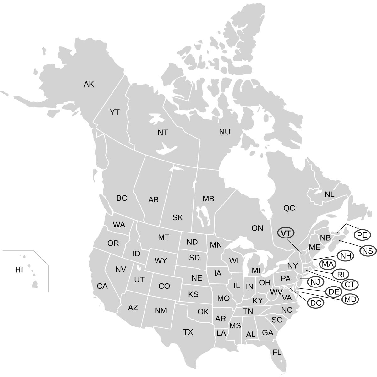 File:usa And Canada With Names.svg - Wikimedia Commons throughout Labeled Map Of Canada And Usa