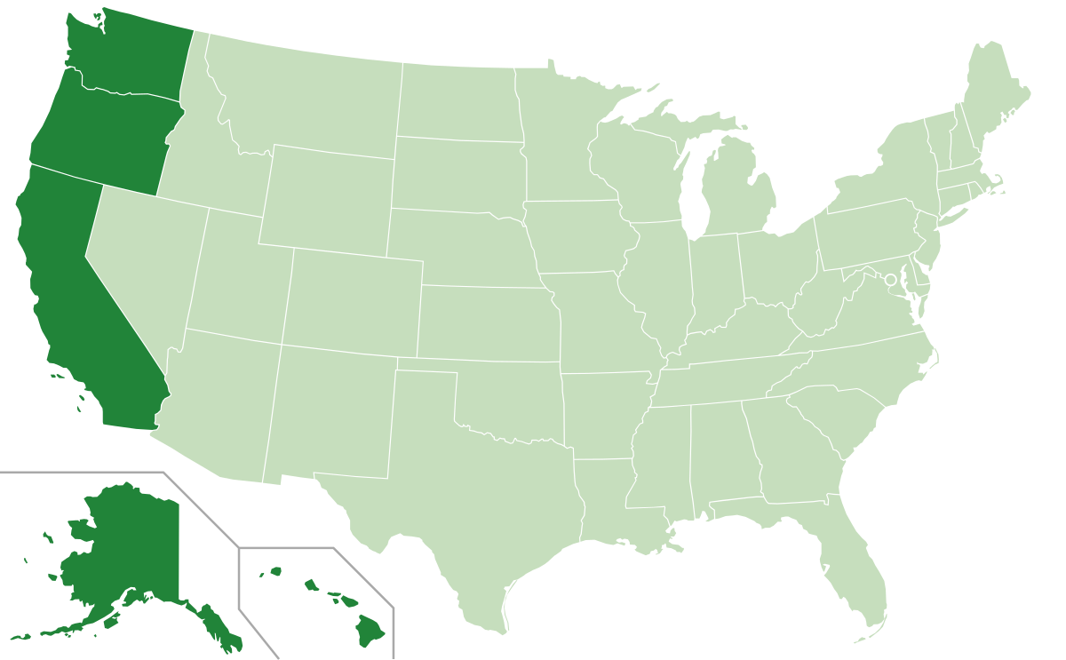 File:west Coast Of The United States Map.svg - Wikipedia in Transparent Map of the West USA