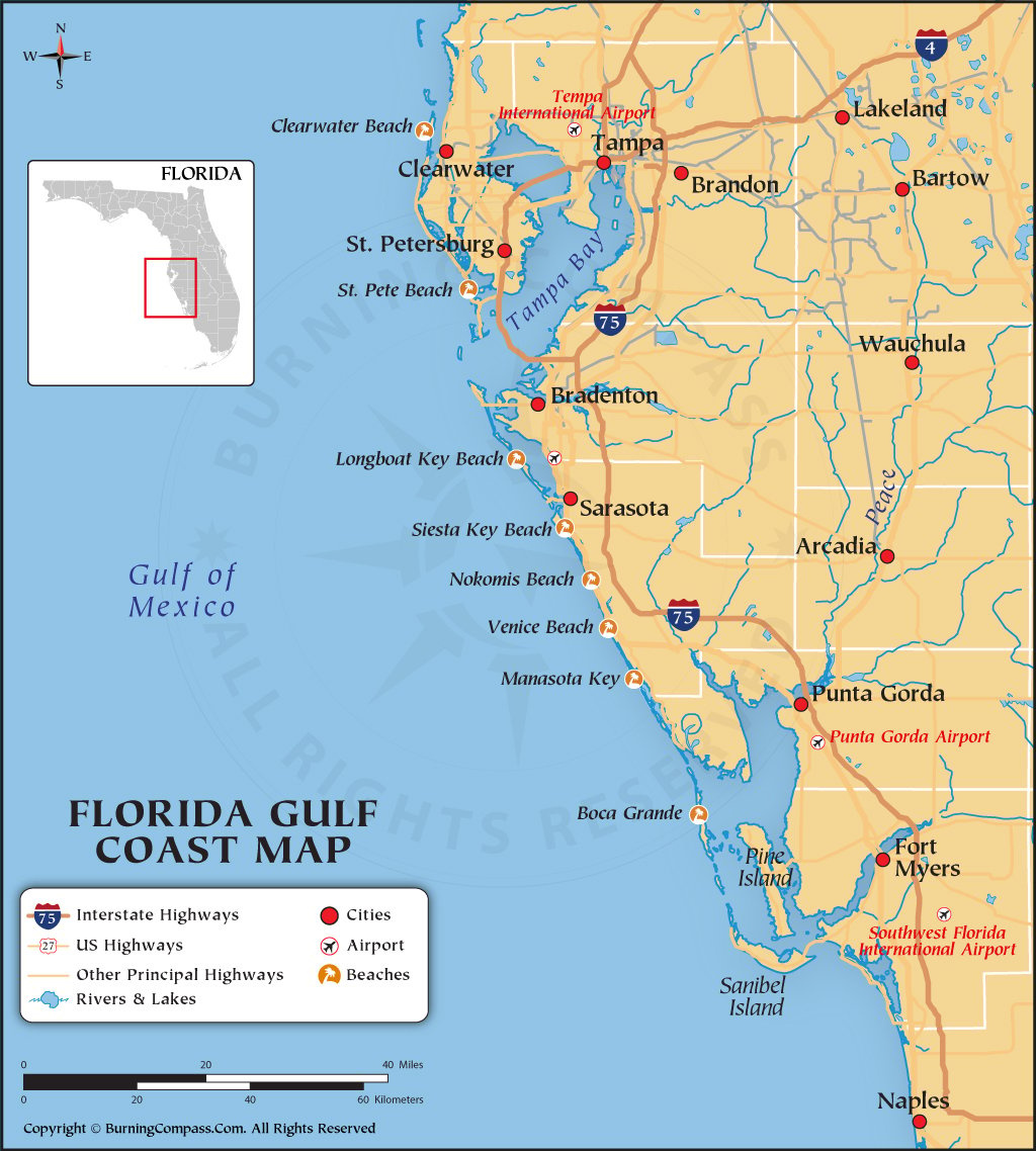 Florida Gulf Coast Map, Map Of Florida Gulf Coast within Map of West Coast of Florida USA