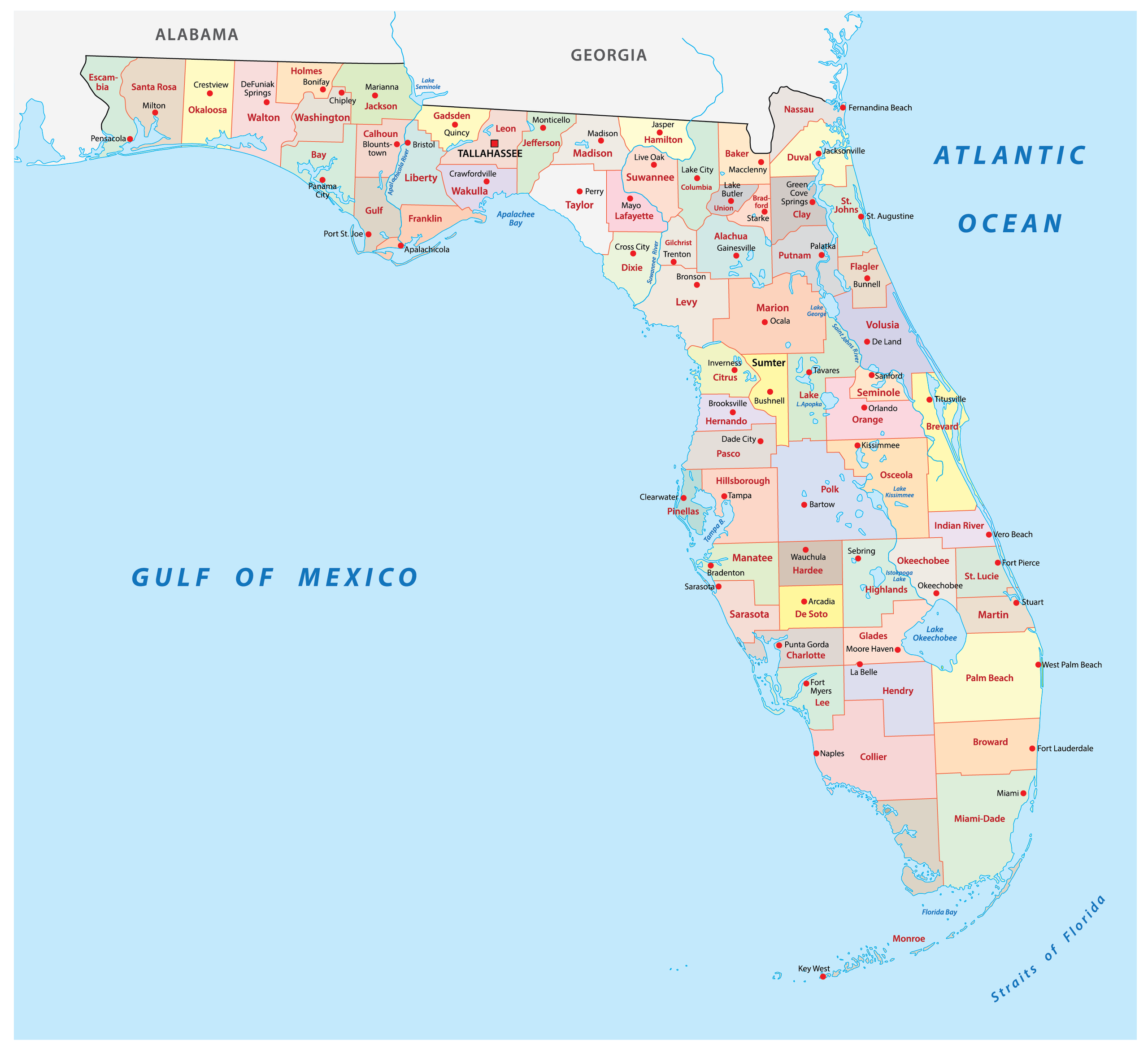 Florida Maps &amp;amp; Facts - World Atlas with Map Of Florida Usa With Cities