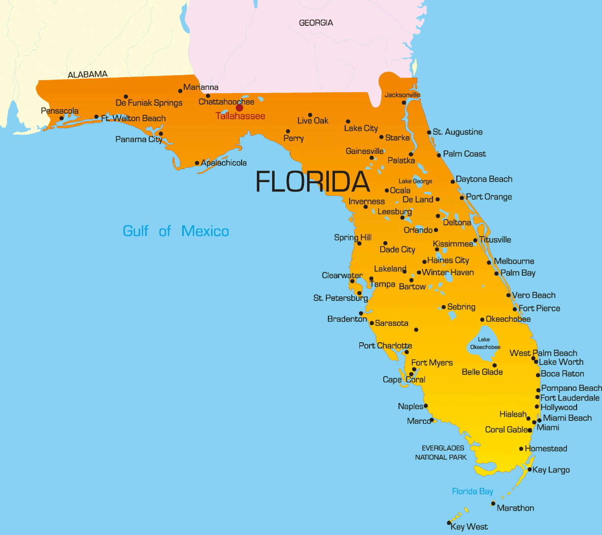 Florida Us Map - Guide Of The World inside Florida On the Map of USA