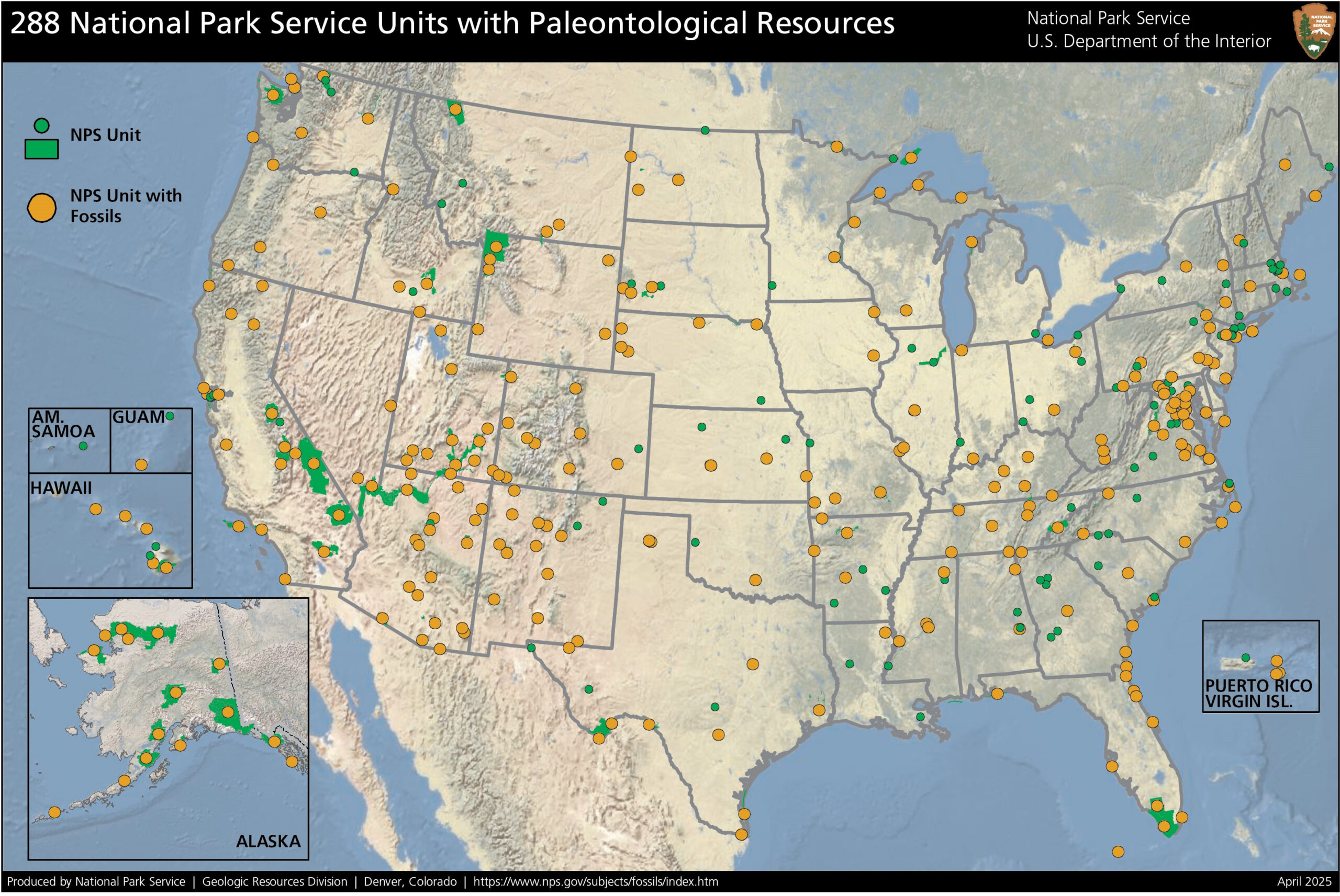 Fossil Parks—Master List - Fossils And Paleontology (U.s. National pertaining to Map of Dinosaur Fossils In USA