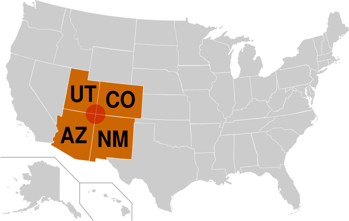 Four Corners - Wikipedia intended for Map of 4 Corners Area USA