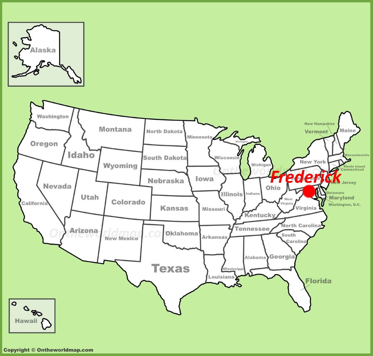 Frederick Md Location On The U.s. Map - Ontheworldmap inside Maryland On The Map Of Usa