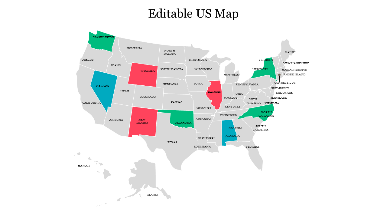 Free Editable Us Map Powerpoint Template &amp;amp; Google Slides inside Free Editable Map Of Usa With States
