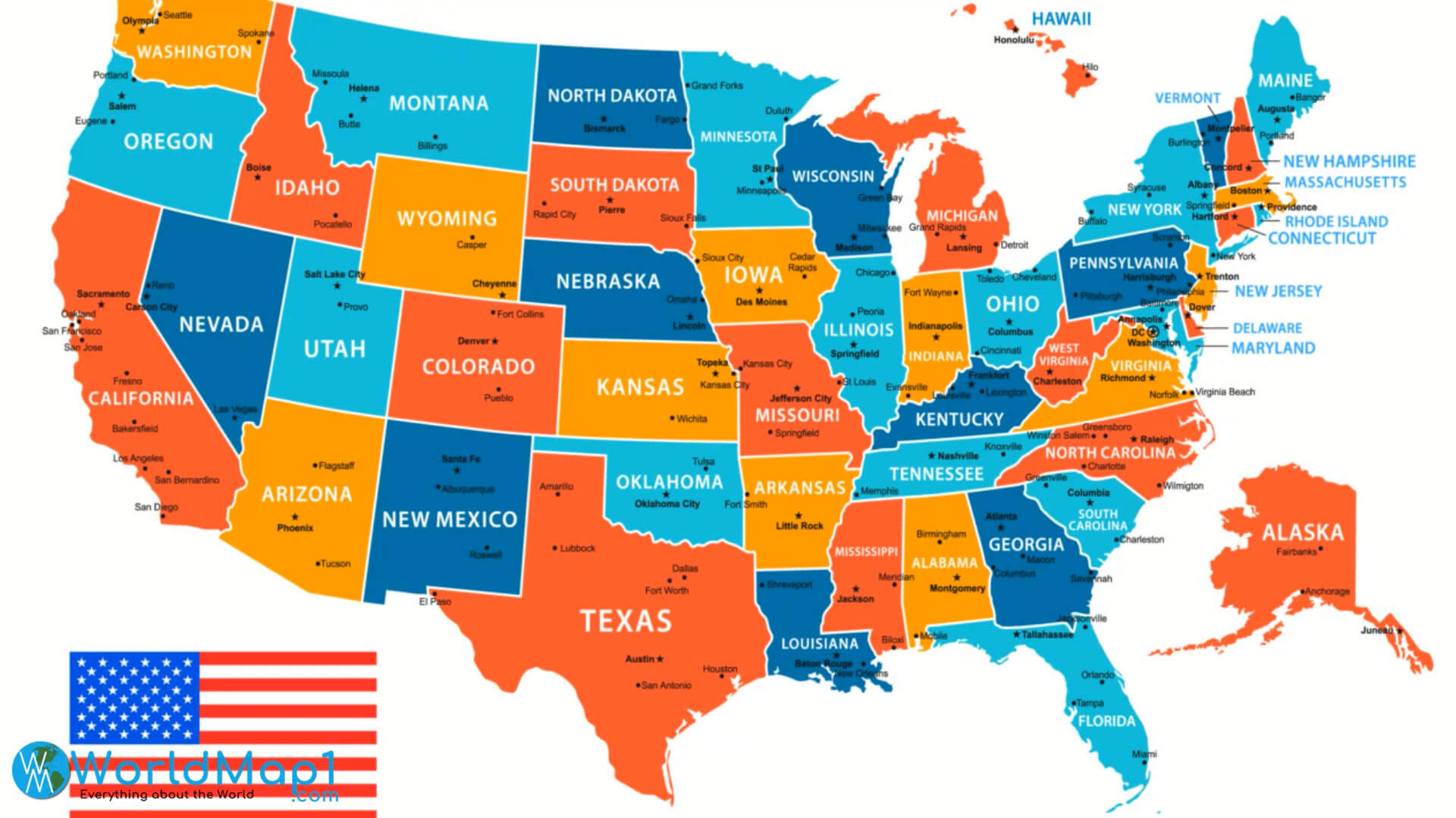 Free Printable United States Map With States regarding Free Map Of The Usa With State Names