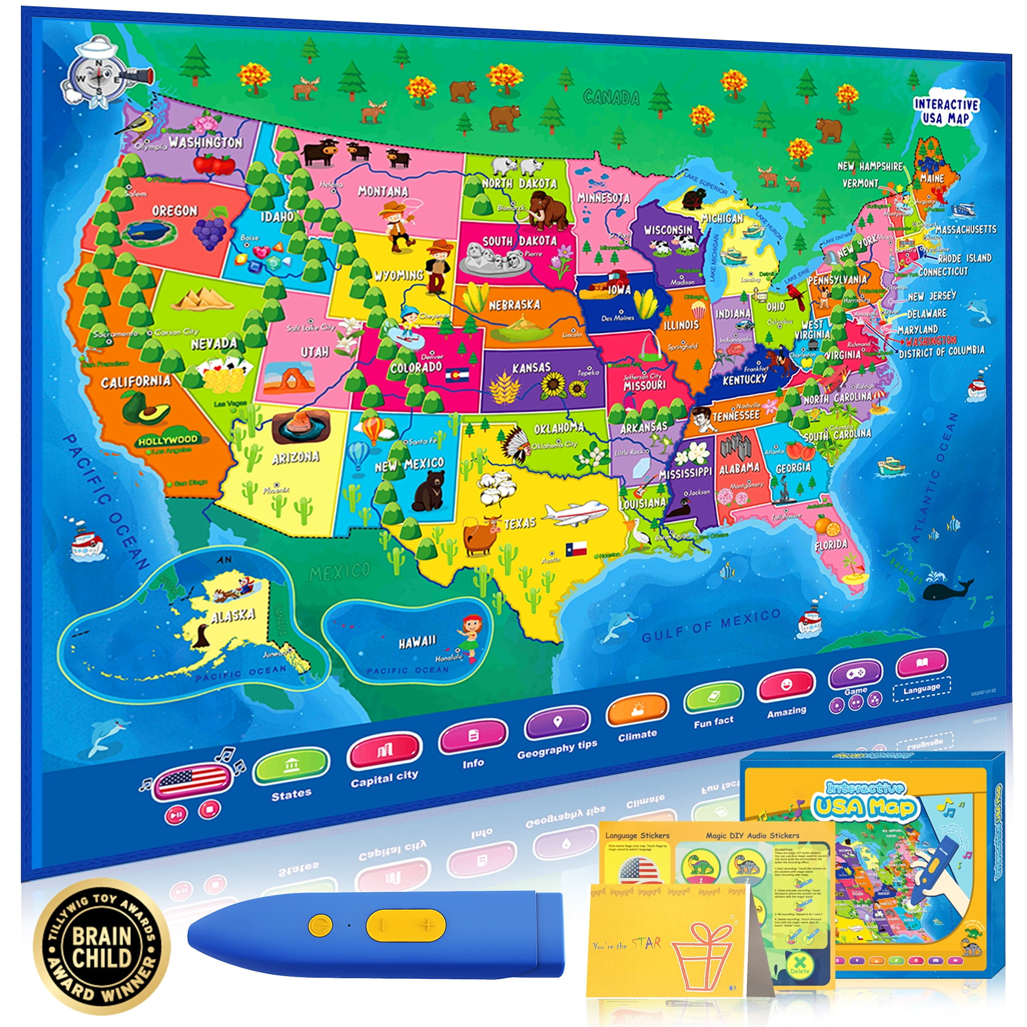 Free Shipping! Jakmean Geography Map Games Educational Toys For 4 intended for Interactive Map of USA For Students