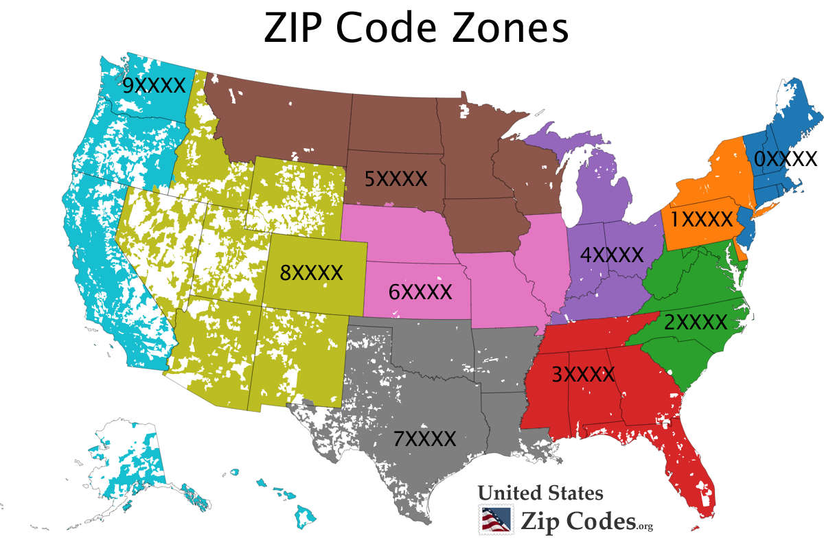 Free Zip Code Map, Zip Code Lookup, And Zip Code List inside Map of USA with Zip Codes