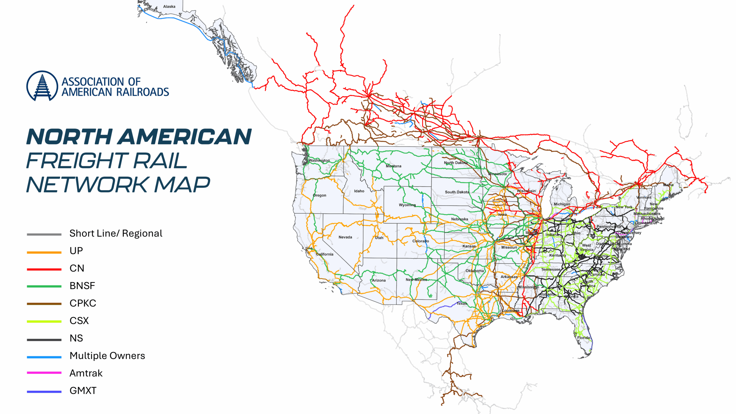 Freight In Your State | Aar with Map Of All Train Tracks In Usa