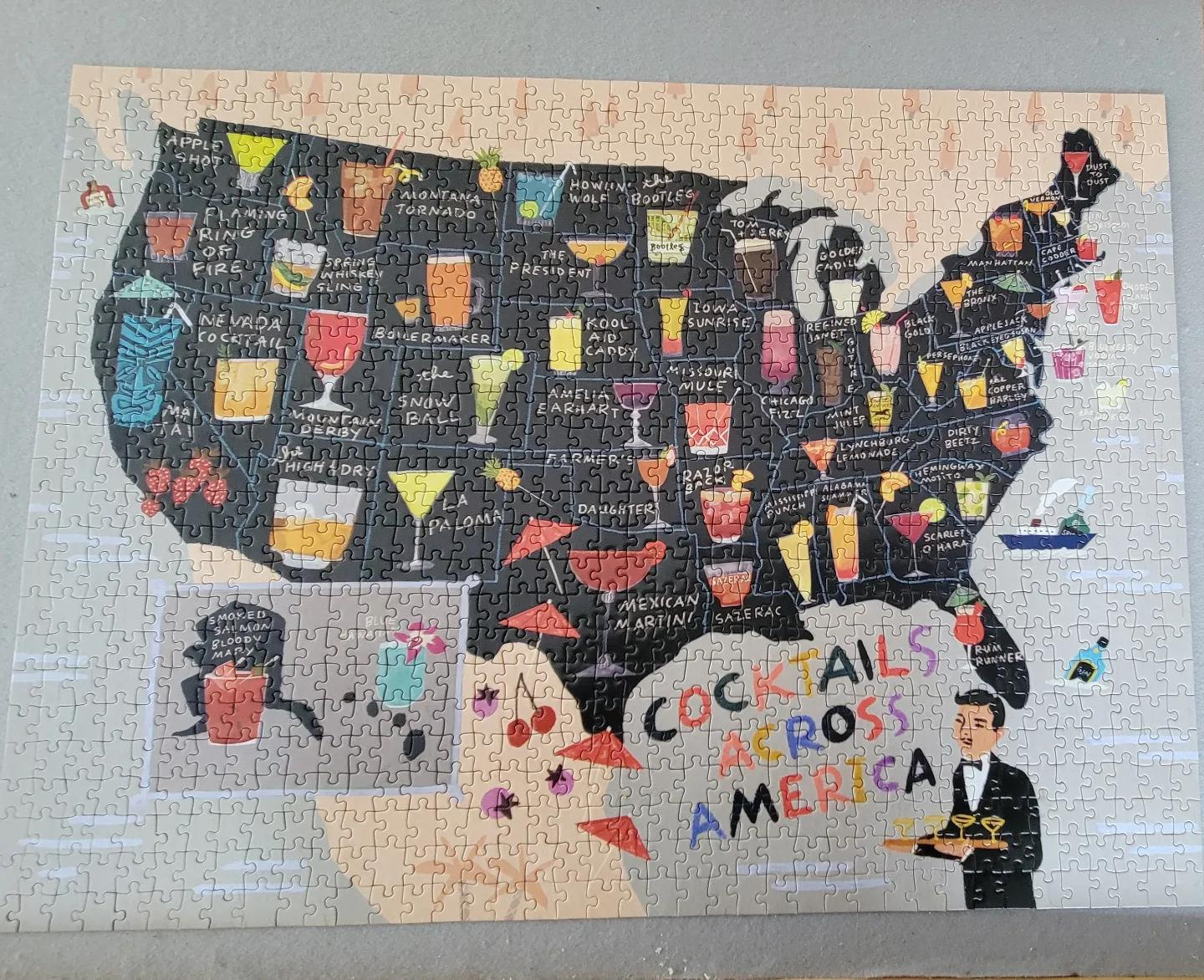 Galison Cocktails Across America 1000-Pc Puzzle : R/Jigsawpuzzles within Cocktail Map of the USA Puzzle