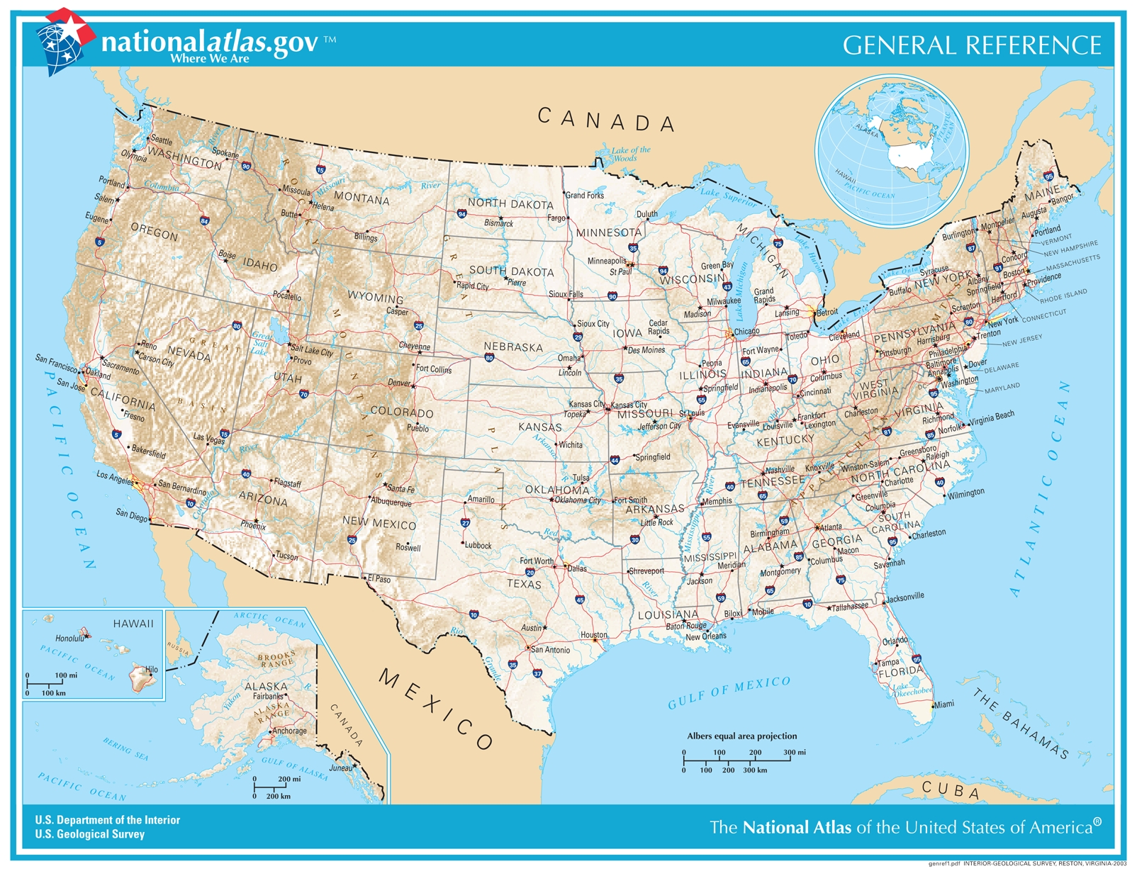 General Reference Printable Map | U.s. Geological Survey within Free Map Of Usa With States