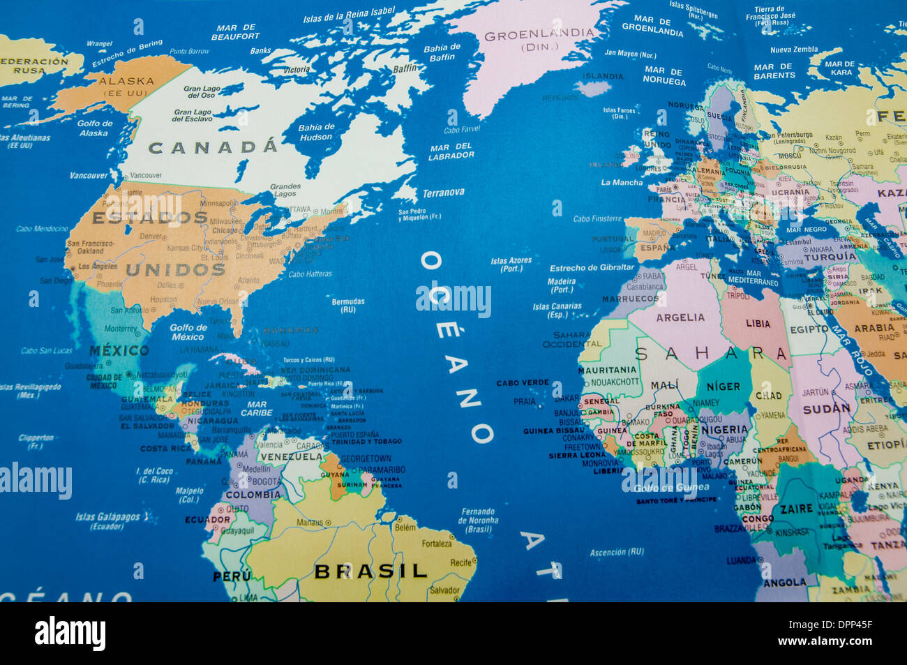 Geographical Map Of America And Europe Stock Photo - Alamy with Map of Europe Over Map of USA