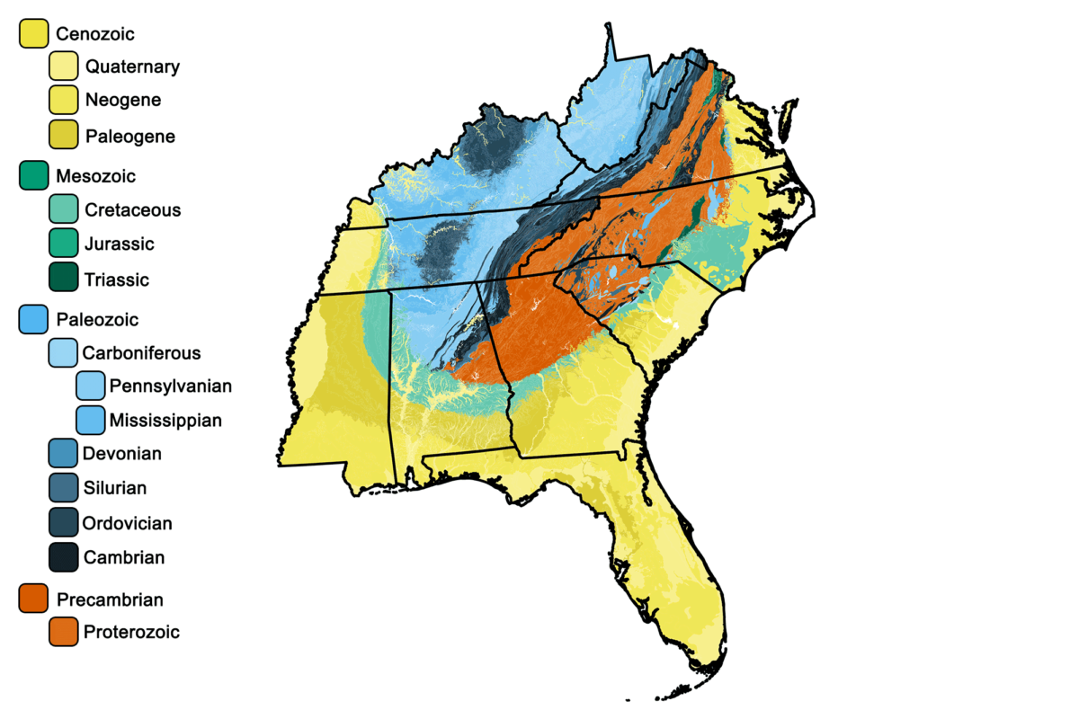 Geologic And Topographic Maps Of The Southeastern United States in Topographic Map Of East Coast Usa