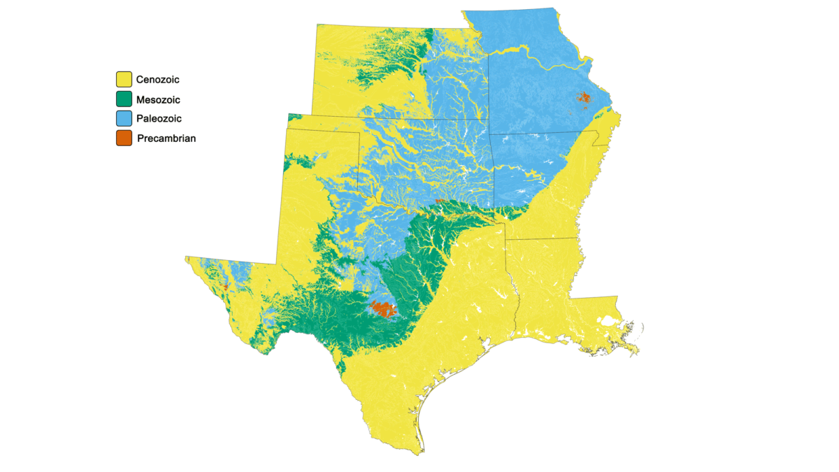 Geologic History Of The South-Central U.s. — Earth@Home in What Parts of USA Have Red Clay Geological Map