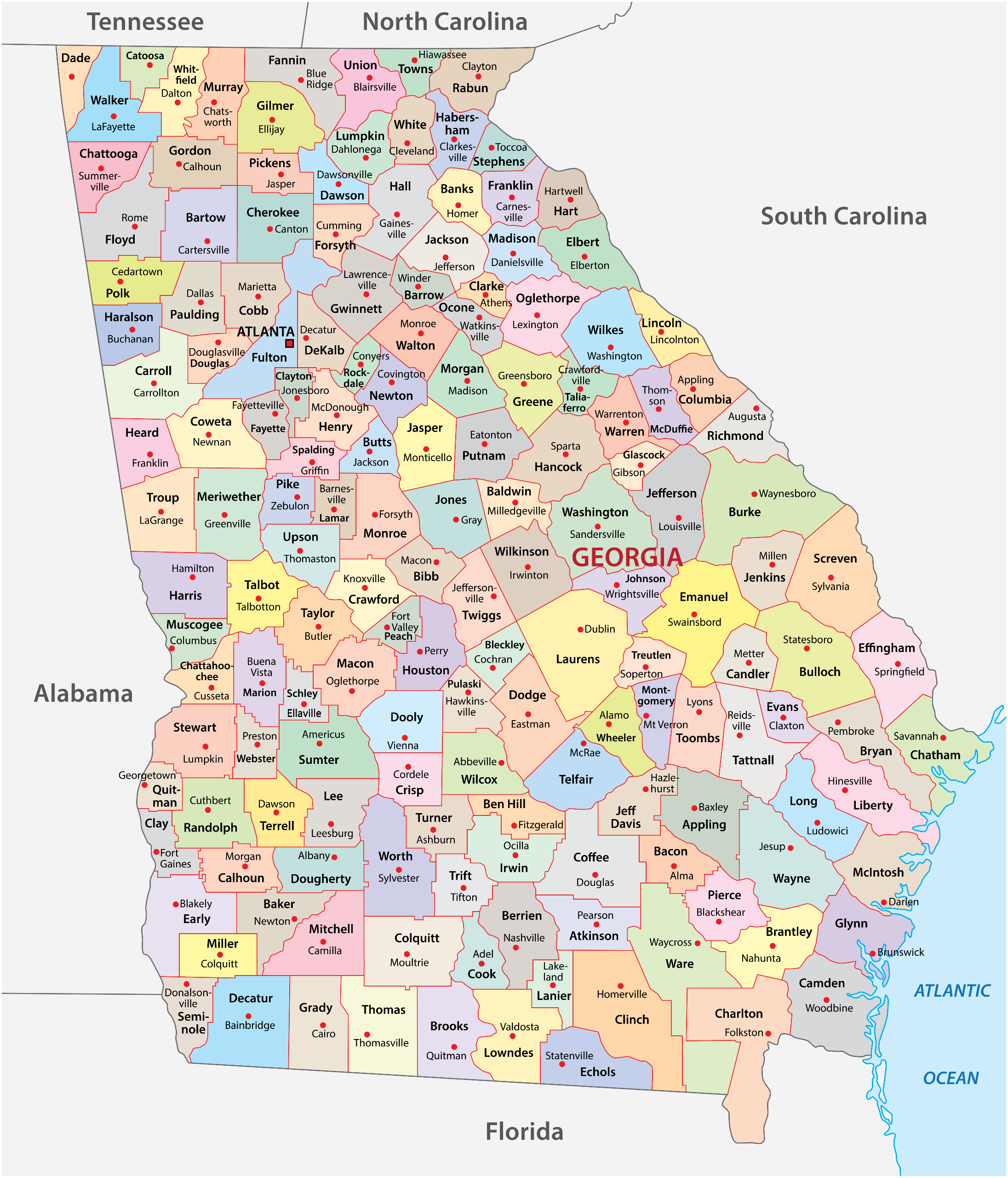 Georgia Counties Map | Mappr within Map Of Counties In Georgia Usa