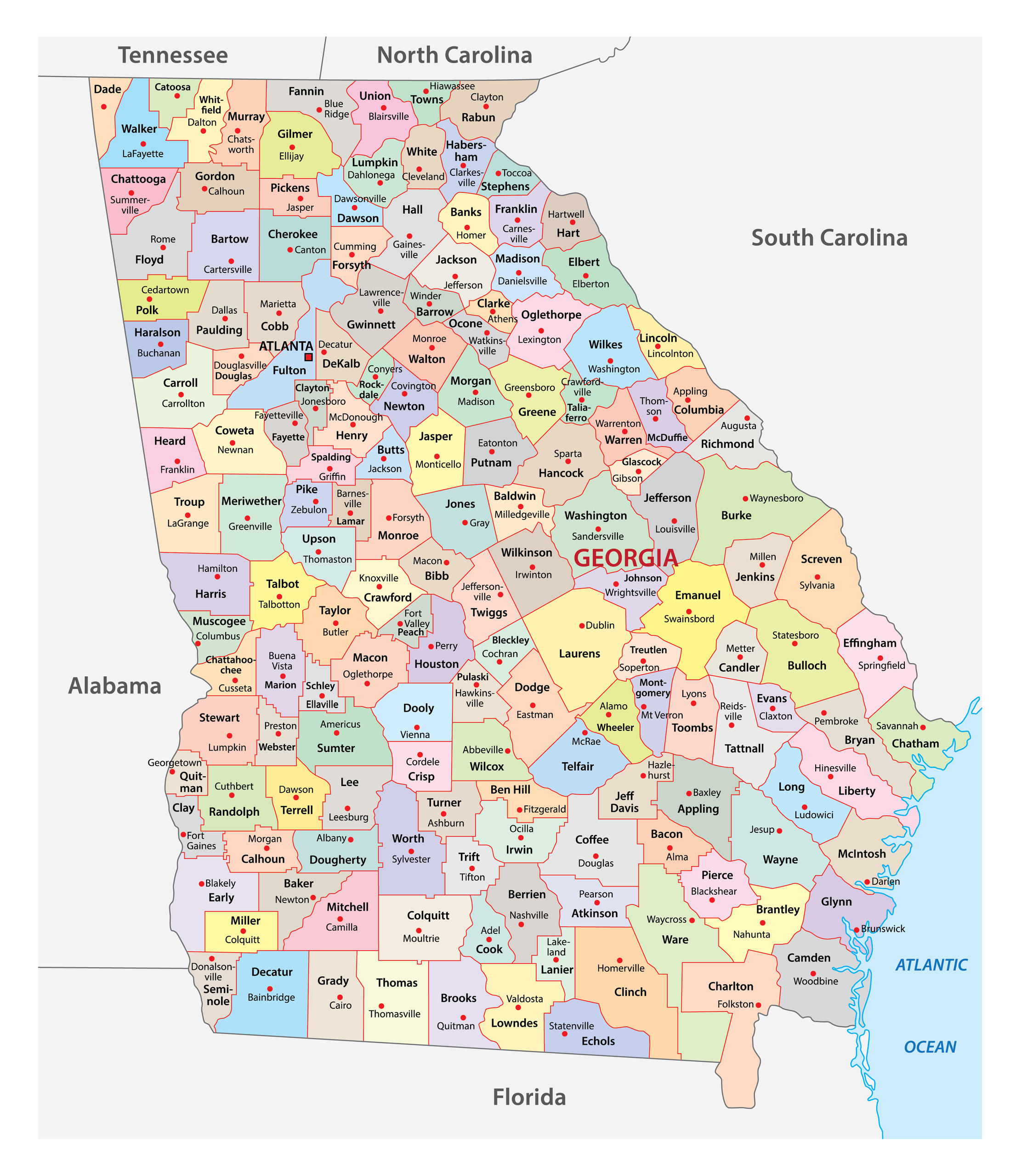 Georgia Counties Map : R/Maps throughout Map Of Counties In Georgia Usa