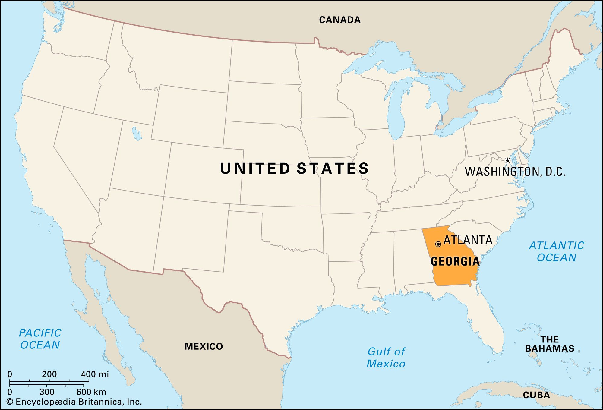 Georgia | History, Flag, Facts, Maps, &amp;amp; Points Of Interest with regard to Map of USA Showing Atlanta Georgia