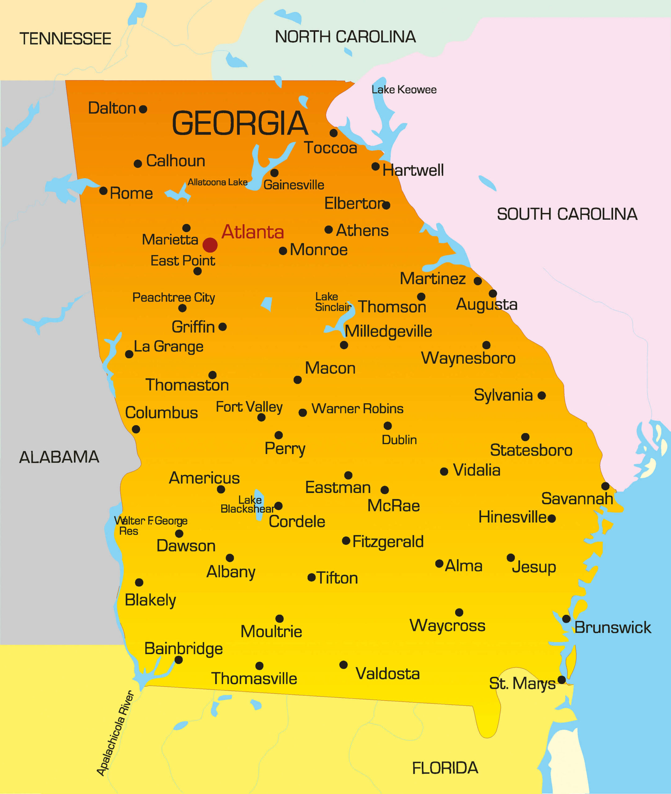Georgia Map - Guide Of The World with regard to Map of Georgia USA with Cities