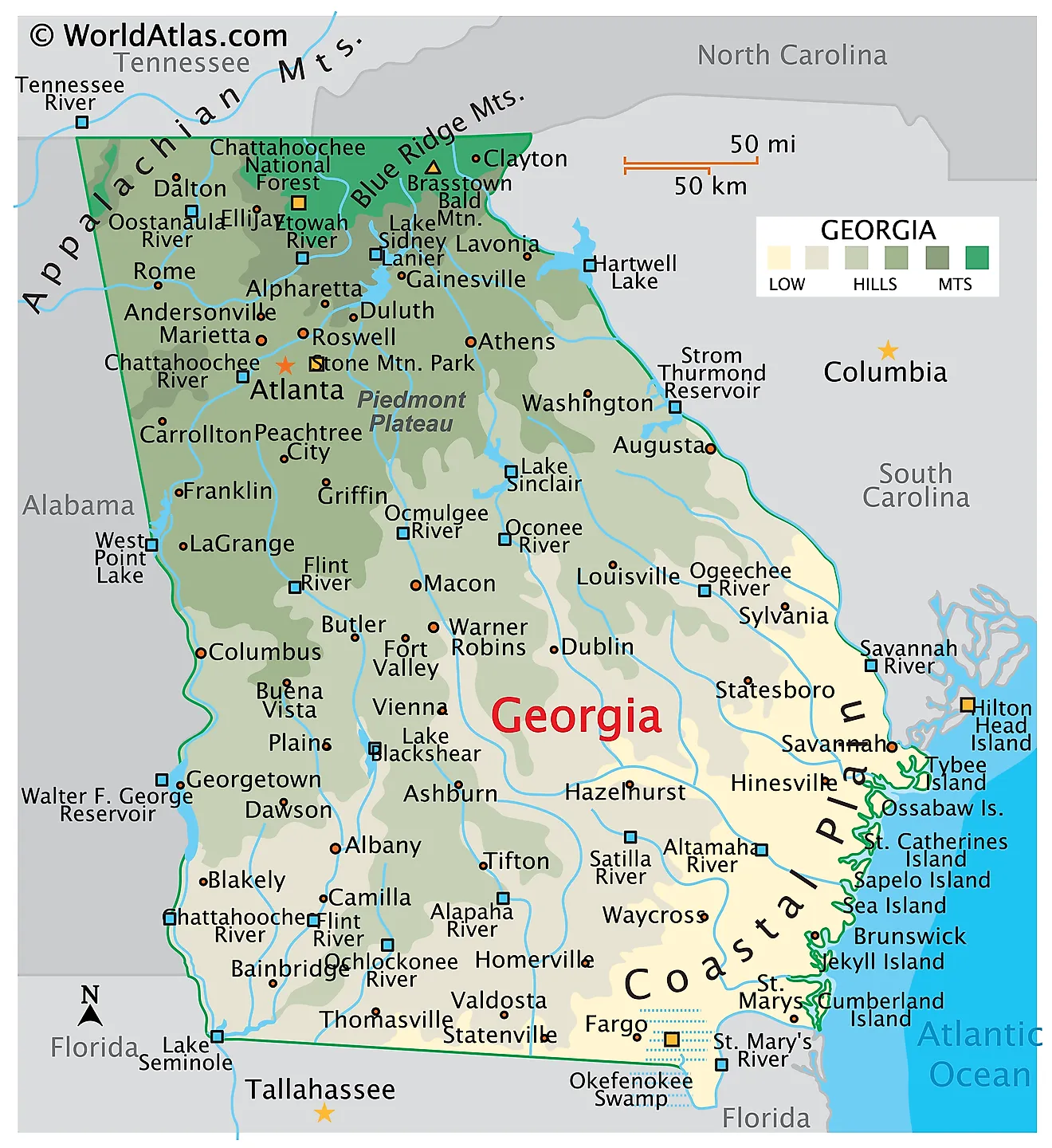 Georgia Maps &amp;amp; Facts - World Atlas in Map Of Lakes In Georgia Usa