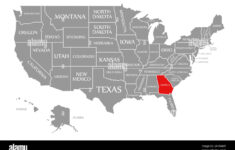 Georgia Red Highlighted In Map Of The United States Of America throughout Where Is Georgia On the Map of USA