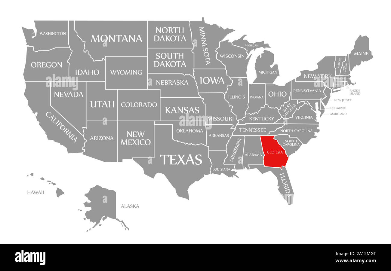 Georgia Red Highlighted In Map Of The United States Of America throughout Where Is Georgia On the Map of USA
