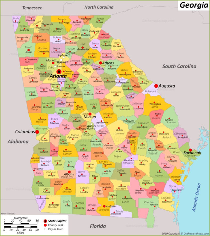 Map of Georgia USA with Cities