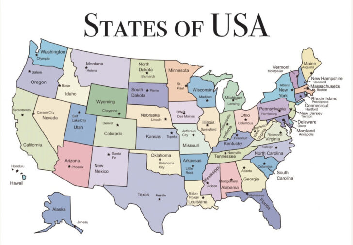Large Map of USA with States and Capitals Large Map of USA with States and Capitals