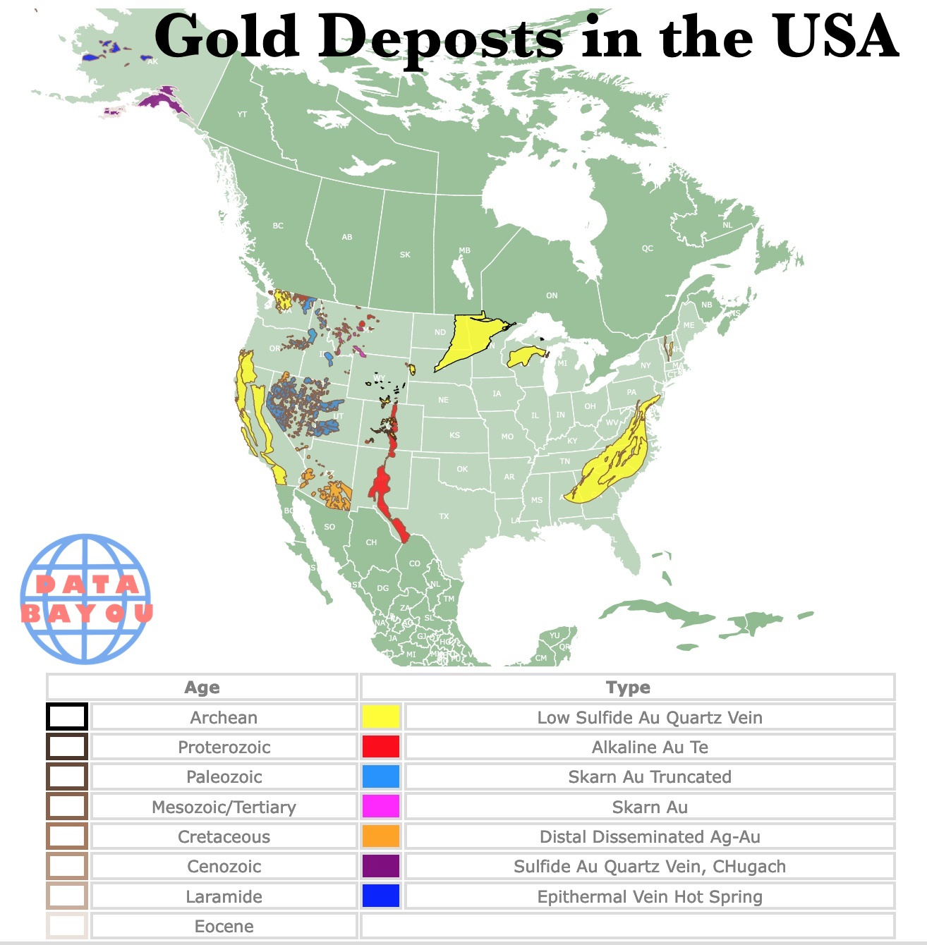 Gold Deposits In The Usa Interactive Map intended for Map of Gold Mines In the USA