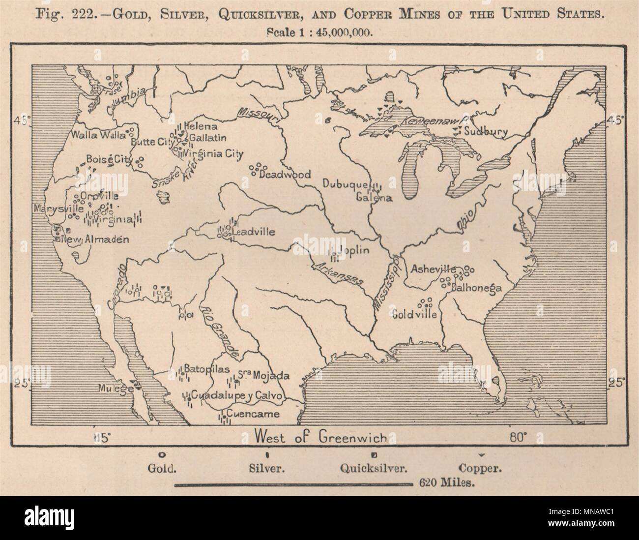 Gold Silver Quicksilver(Mercury)Copper Mines Of The United States within Map Of Silver Mines In Usa