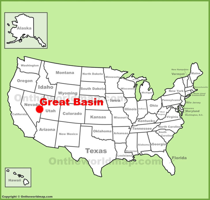 Great Basin On Map of USA Great Basin On Map of USA