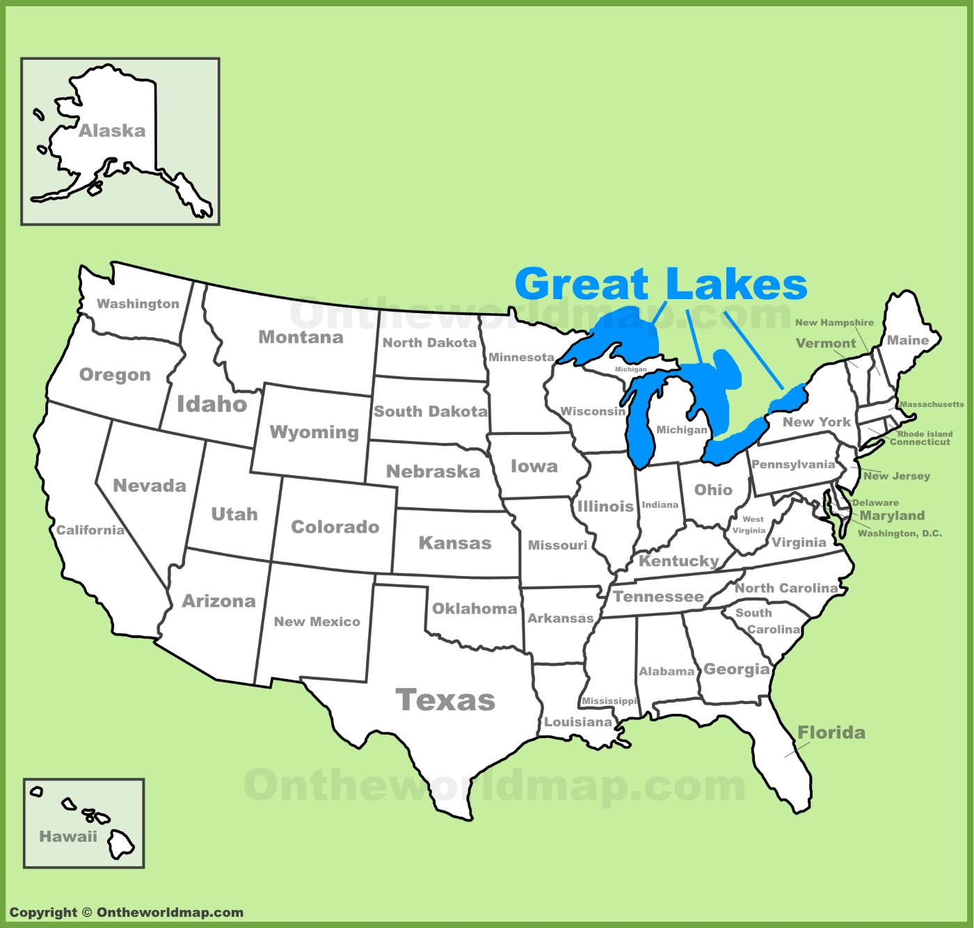 Great Lakes Location On The U.s. Map - Ontheworldmap with regard to Map of USA with the Great Lakes