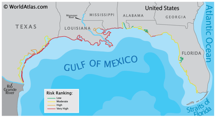 Map of the Gulf Coast USA