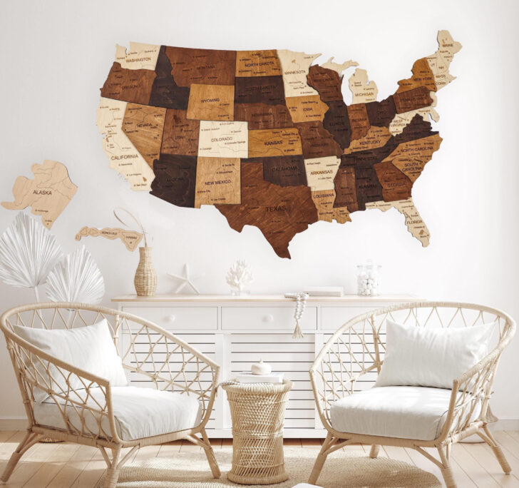 Wood Map of USA For Pictures