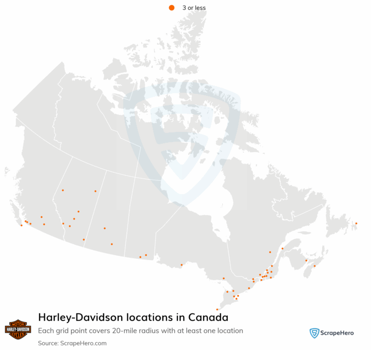 Map of Harley Davidson Dealers In USA