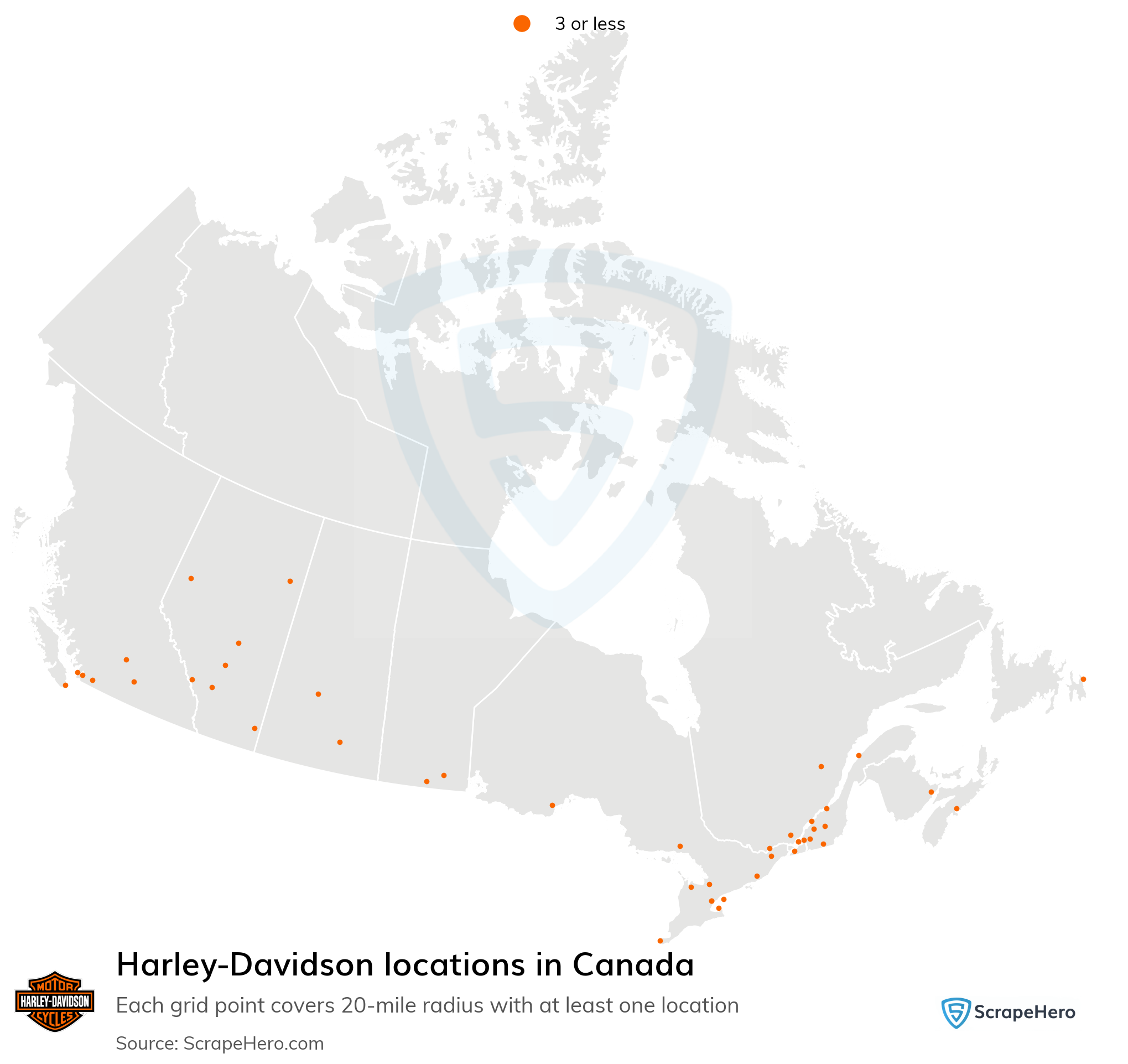 Harley-Davidson Dealership Locations In Canada in Map Of Harley Davidson Dealers In Usa