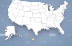 Hawaii, Hi, Highlighted On A Contour Map Of Usa, United States Of regarding Map Of Usa With Hawaii Highlighted