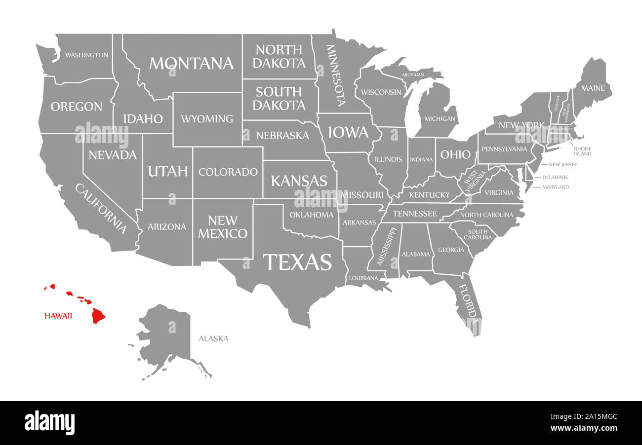 Hawaii Red Highlighted In Map Of The United States Of America pertaining to Map of Hawaii In Relation To USA