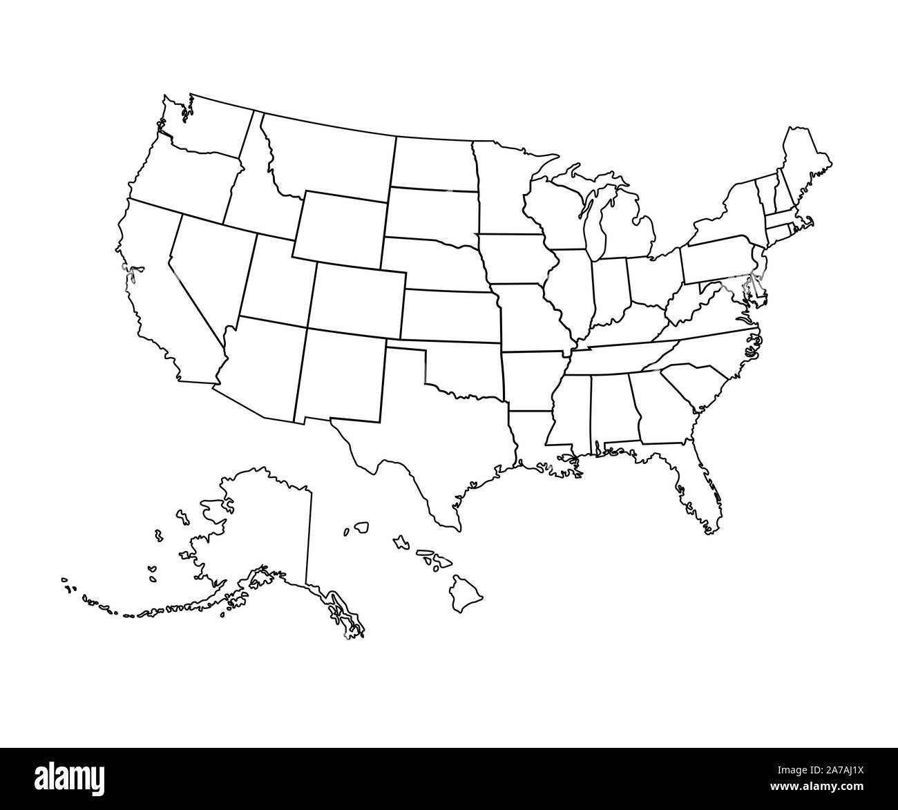 Hawaii Usa Map Schwarzweiß-Stockfotos Und -Bilder - Seite 2 - Alamy intended for Outline Map Of Usa With Alaska And Hawaii
