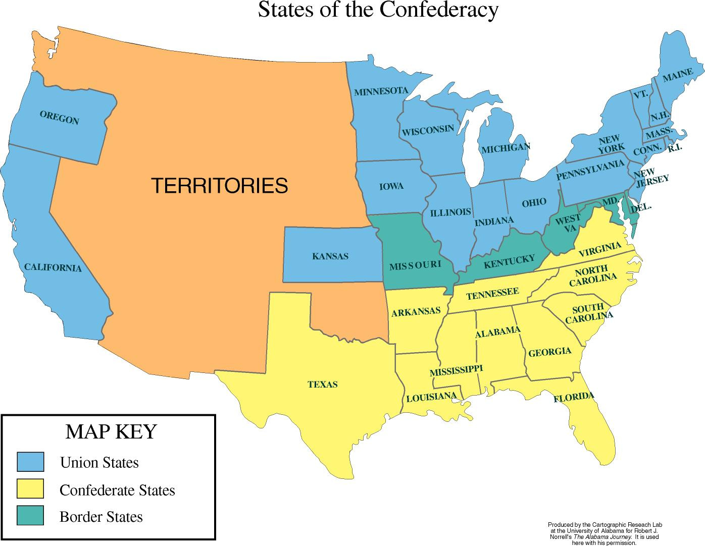 History Maps intended for Map of the USA During the Civil War