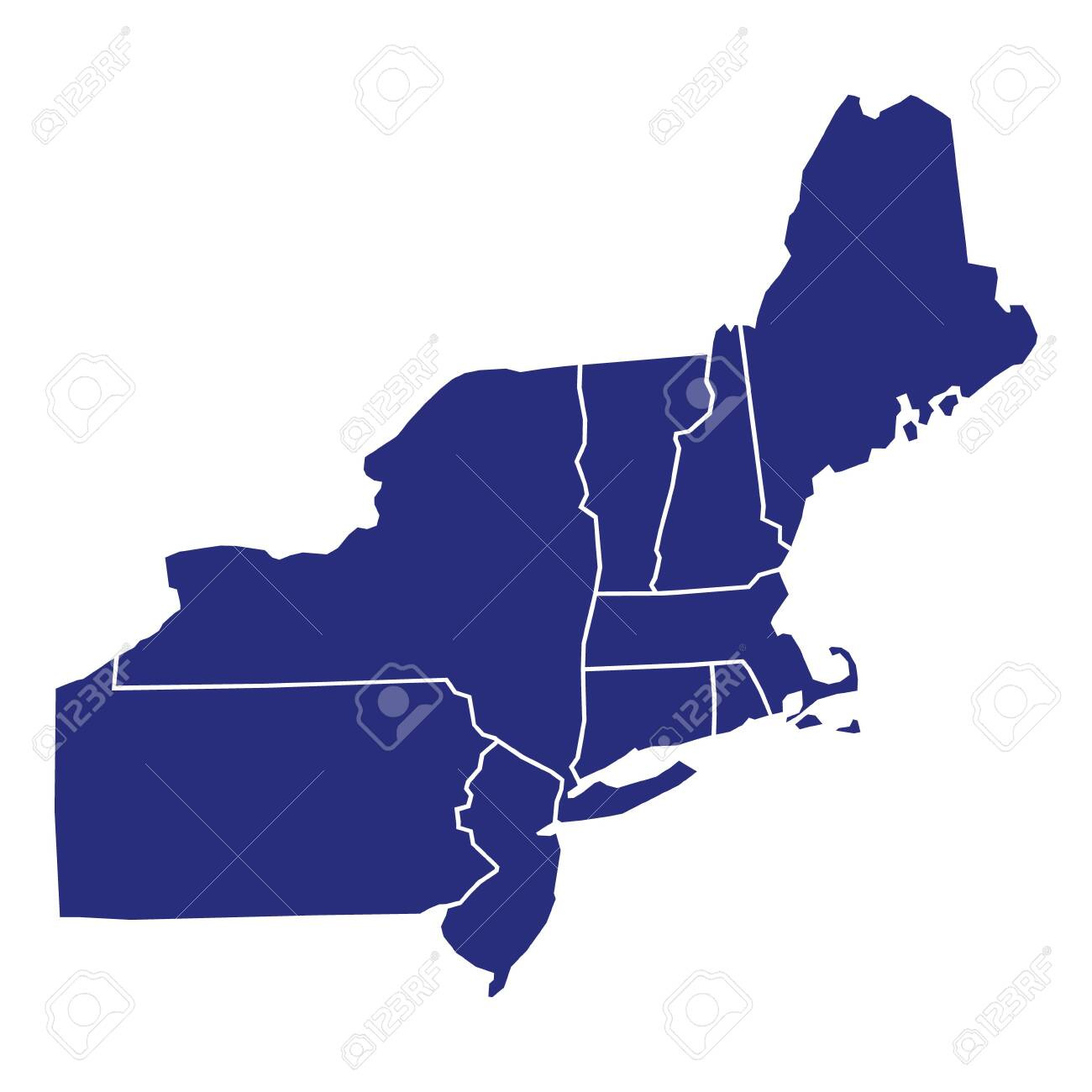Hochwertige Karte Der Nordöstlichen Region Der Vereinigten Staaten regarding Map of Northeast Region of USA