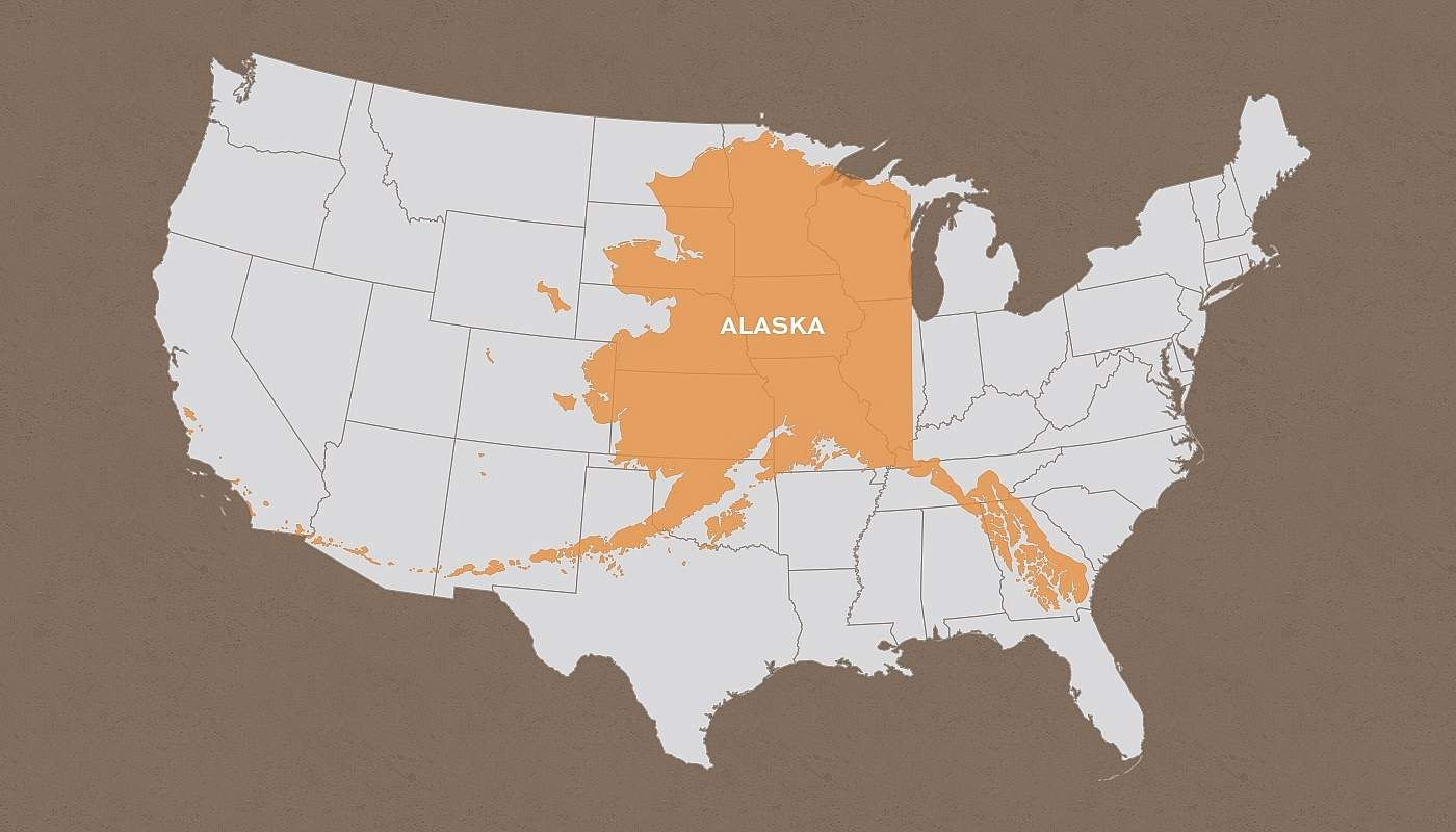 How Big Is Alaska? | Alaska inside Map of USA with Alaska To Scale