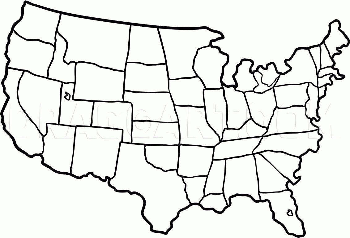 How To Draw The United States, Drawing, Stepstep,Dawn throughout How To Draw Map of USA