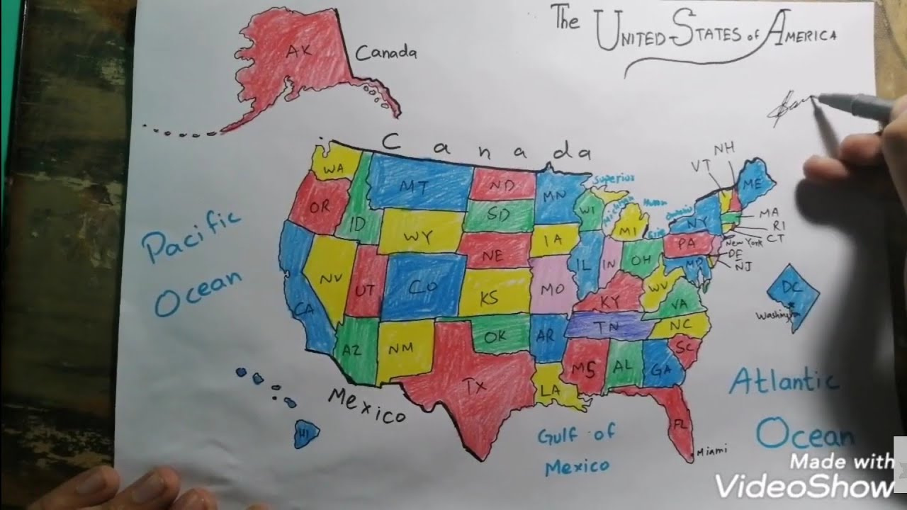 How To Draw United States Map Easy🇺🇸 Step-By-Step pertaining to How To Draw A Map of the USA
