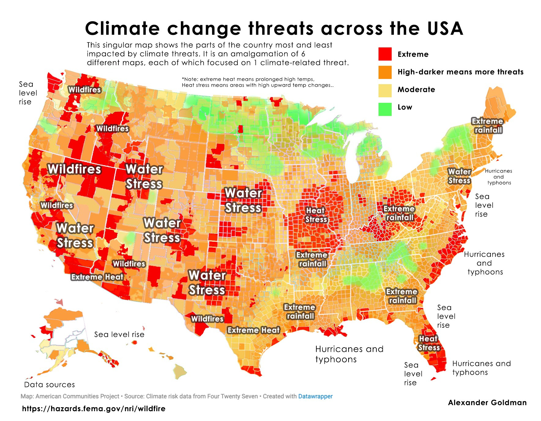 I Couldn&amp;#039;T Find A Us Map Showing All Climate Change Threats Mapped in Map of USA After Global Warming