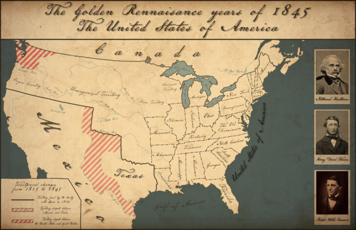 Map of the USA In 1845