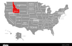 Idaho Red Highlighted In Map Of The United States Of America Stock within Where Is Idaho On the Map of USA